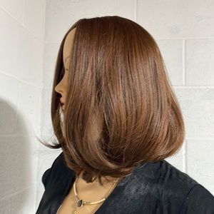 NWT 12” AUBURN wig Psaki chestnut dark brown subtle baby lights ginger redhead